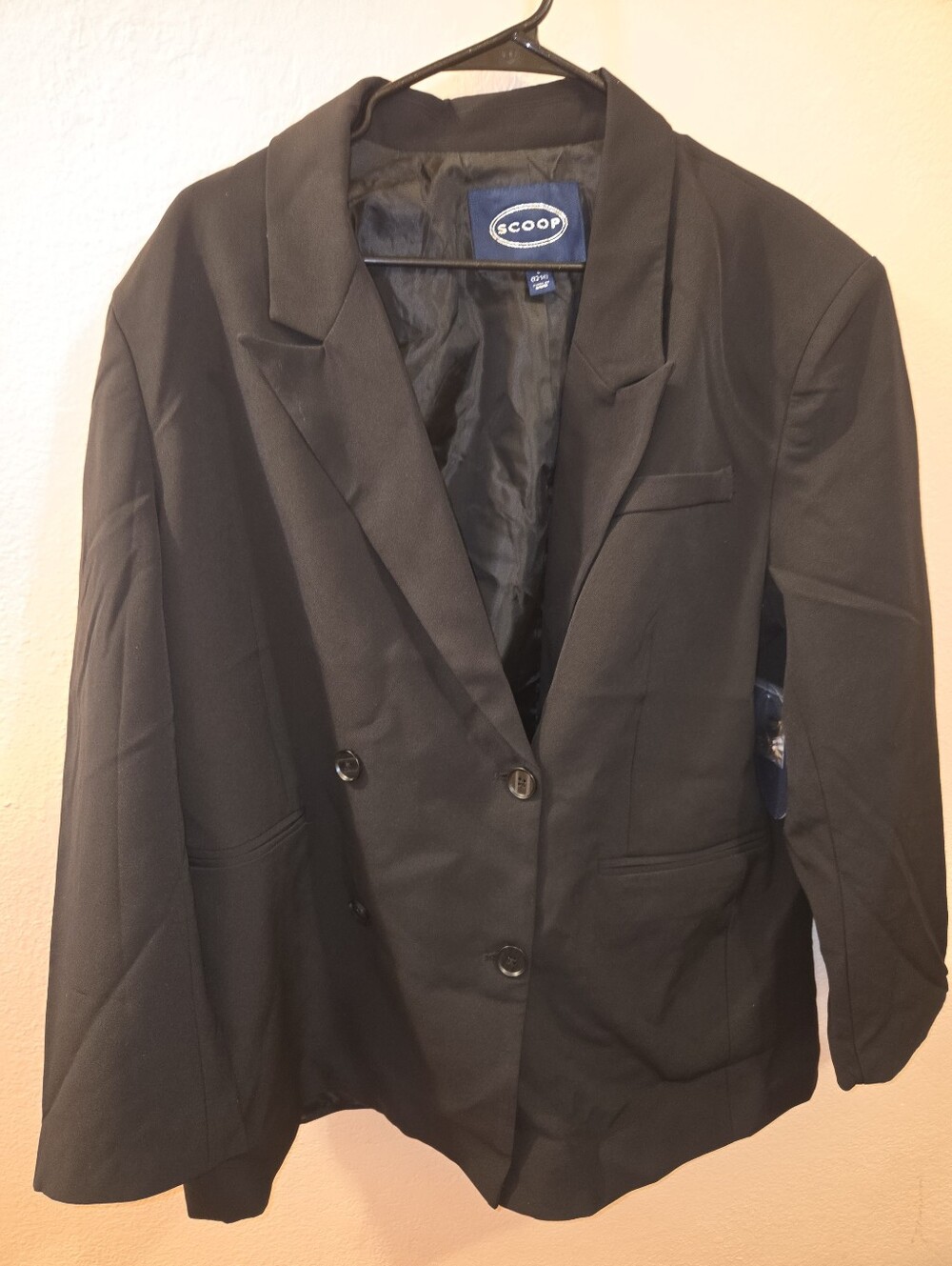 Black Women's Double-Breasted Blazer Jacket Large 12_14